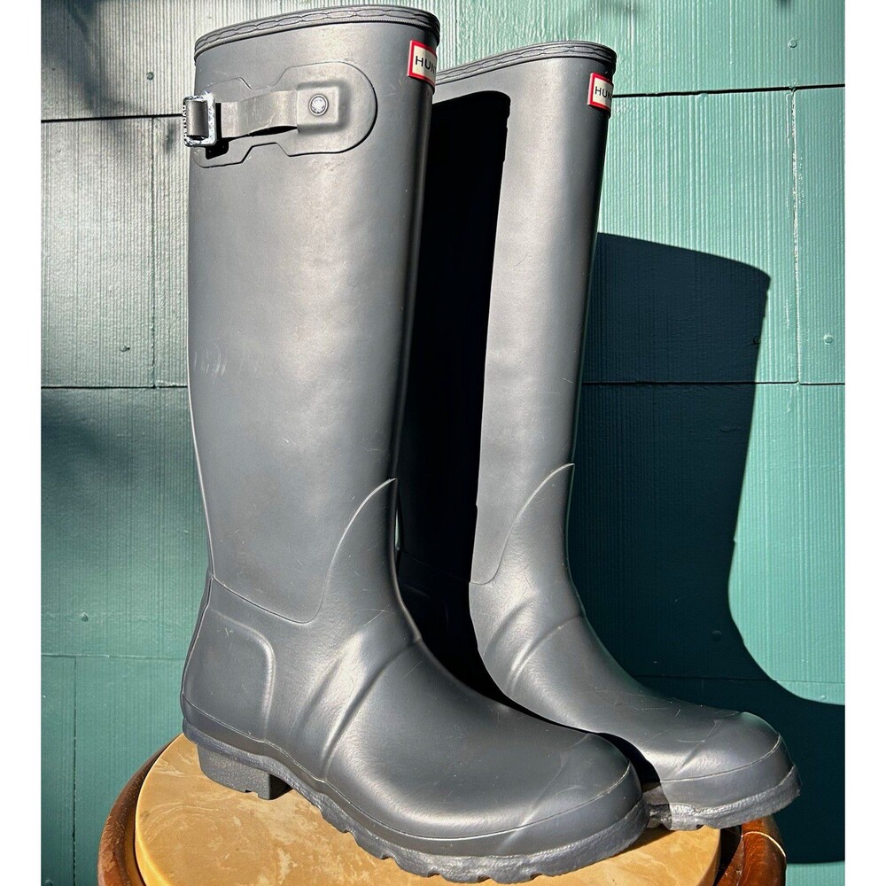 Hunter Original Tall Rubber Rain Boots Matte Olive Green Waterproof Women’s 9